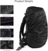 LAMA 2pcs Waterproof Rain Cover for Backpack, Reflective Rainproof Protector for M 26L-40L Black