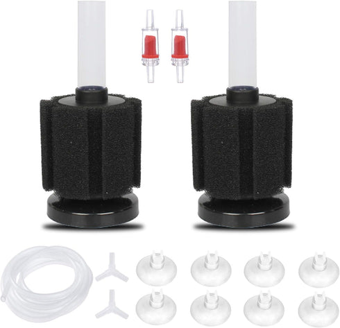 ALEGI Aquarium Sponge Filter with Airline Tubing, Check Valves, Suction Cups for 10 Gallon Fish Tank.