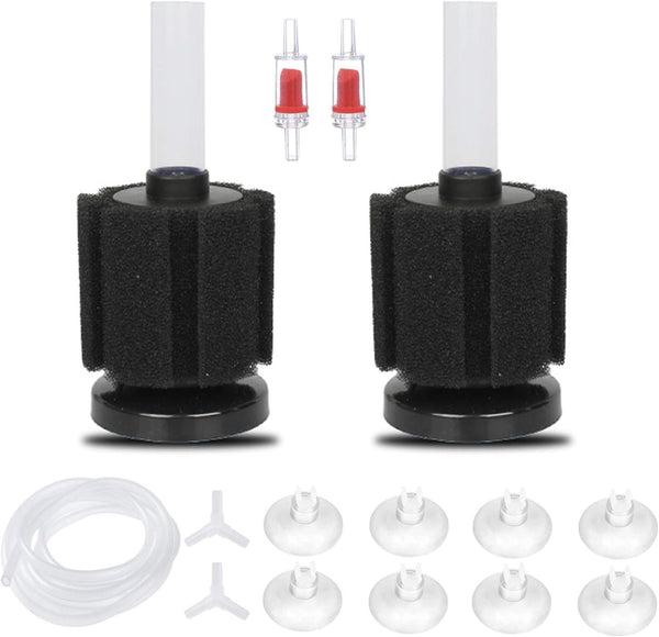 ALEGI Aquarium Sponge Filter with Airline Tubing, Check Valves, Suction Cups for 10 Gallon Fish Tank.