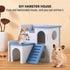 WishLotus Hamster House - Luxury Hideout with Climbing Ladder and Two Layers Hut for Dwarf Hamster, Blue