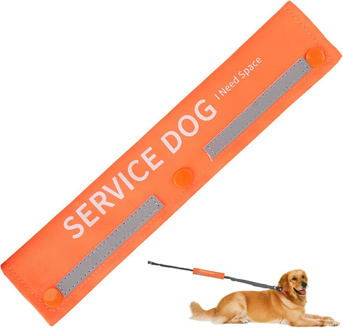 Service Dog Leash Sleeve, "I Need Space" Dog Leash Wrap for Training, Highly Visible Rope Wrap