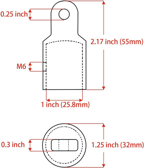 SHENGHUISS Bimini Top Cap Eye End Boat Fitting Stainless Steel 316 Round Tubing Marine Hardware with L Shape Hex Key