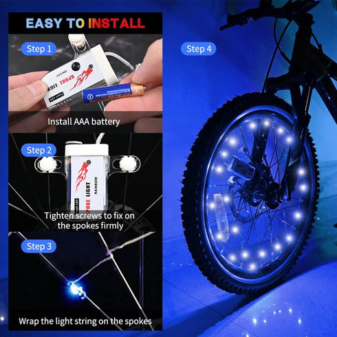 TINANA 2 Tire Pack LED Bike Wheel Lights, Ultra Bright Waterproof Spoke Lights for Night Riding Safety