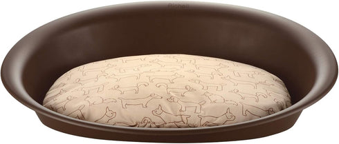 Richell Oval Pet Bed for Medium Dogs & Cats, Flexible Waterproof Plastic Frame with Washable Polyester Cushion,