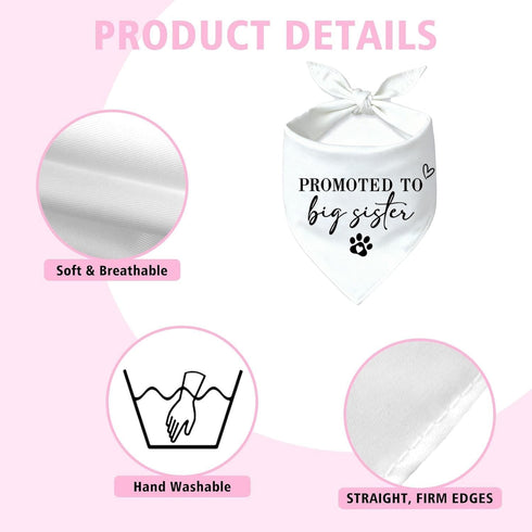 Promoted to Big Sister Dog Bandana Baby Announcement Dogs Bandanas White Pregnancy Announcement Big Brother Bandana
