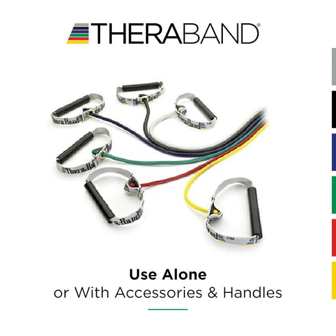 THERABAND Resistance Tubes - Professional Latex Elastic Tubing with Soft Handles - 48 Inch, Blue, Extra Heavy