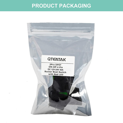 QTEATAK KCD4 2Pcs DC 12V-24V 30A DPST 4-Pin 2 Position ON/Off Boat Rocker Toggle Switch with Green LED Light