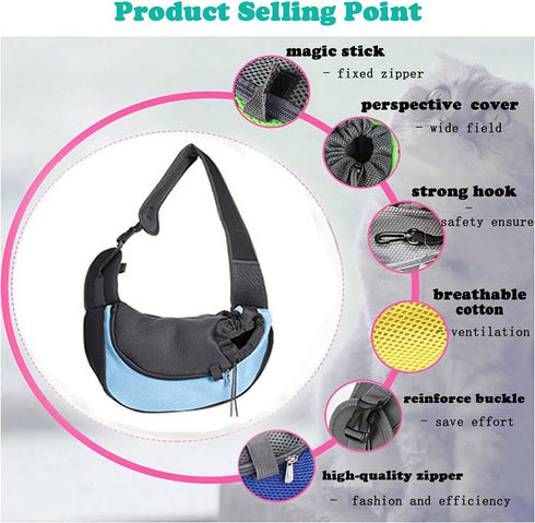 Pet Dog Sling Carrier | Breathable Mesh Portable Travel Safe Shoulder Bag for Small Dogs Cats Puppy