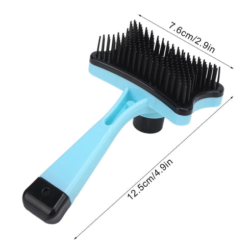 GLOGLOW Pet Grooming Brush, Self Cleaning Slicker Brush for Dogs Cats, Gently Removes Loose Undercoat (Blue)