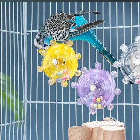 LEZHUJIA 5-Pack Interactive Rotating Treat Dispenser for Small and Medium Parrots Cage-Mounted Toy with Spinning Balls