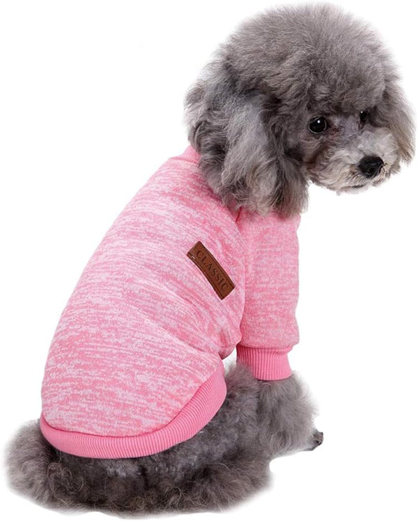 Jecikelon Dog Clothes Soft Winter Sweater for Small Dogs, Puppies, and Cats - Warm Outfit (Pink, S)