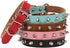 Classic Adjustable Genuine Cow Leather Pet Collars for Cats & Dogs (Medium, Blue-Spiked Rivet)