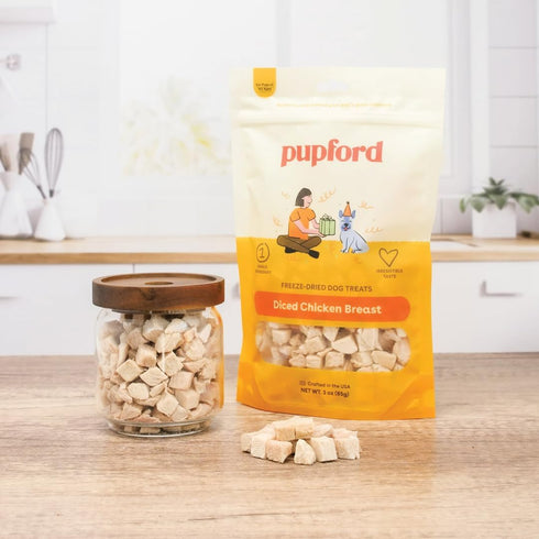 (5.75 oz) Pupford Freeze Dried Chicken Breast Treat for Dogs & Puppies - Healthy, Natural, Single Ingredient Dog Treats