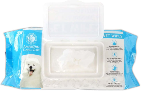 American Kennel Club AKC Dog Wipes - Cleansing & Deodorizing for Face, Ears, Paws, Body, & Butt - Fresh Scented - 100pk