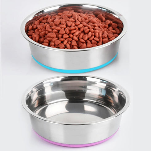 5mm Thick Stainless Steel Dog Bowls, Non-Slip with Silicone Base, 8 Cups Food Grade BPA Free, 2 Pack