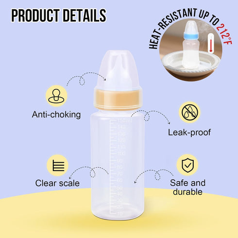 ASEVAT 5 oz 3PackPet 3pcs Feeding Bottle, Anti-Choking Puppy Feeder Design,with Replaceable and Reusable Silicone