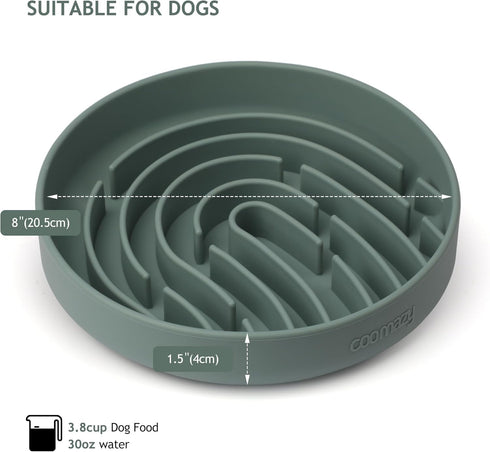 Coomazy Silicone Slow Feeder Bowls, Interactive Puzzle Toy for Dog Cat Food Training, Prevents Overeating (Dark Green,