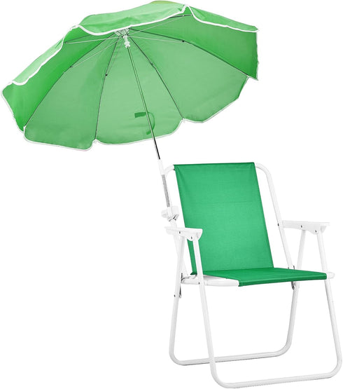 BIVVI 265 lbs 1 Beach Chair with Umbrella for Adults, High Back Folding Camping Armchair Shade Portable Sand Chair