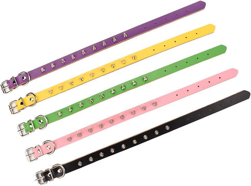 Adjustable Genuine Cow Leather Pet Collars for Cats Puppy Dogs by Basic Classic (X-Large/Neck 14.2"-18.1", Green-Spiked
