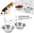 Stainless Steel Double Hanging Pet Feeding Station with Hook, Water and Food Bowls for Small Dogs and Cats