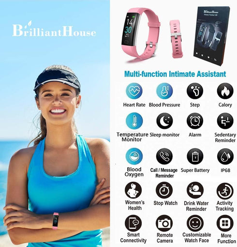 Fitness Tracker with Blood Pressure Heart Rate Blood Oxygen Monitor, Activity Tracker Sleep Monitor Health Tracker, Smart Watch Pedometer Step Counter for Kids Man Women