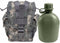 Never Issued U.S. G.I. 1 Quart Olive Drab Military Canteen with Previously Issued U.S. G.I. 1 Quart ACU MOLLE Pouch