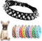 Spiked Dog Collar for Small Dogs, Soft PU Leather Spike Puppy Collar for Kittens, Small Medium Pets (Black S)