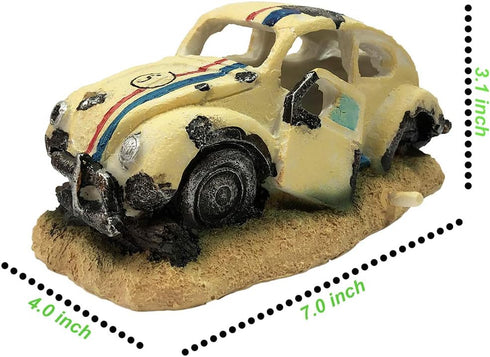 Aquarium Bubble Wreck Car Decorations for Fish Tank, Resin Material Car Decor