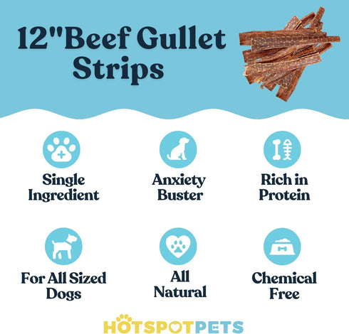 (12 Inch 12 Count) hotspot pets Beef Esophagus Dog Treats Chews- (Grass Fed with No Added Hormone & Antibiotic All