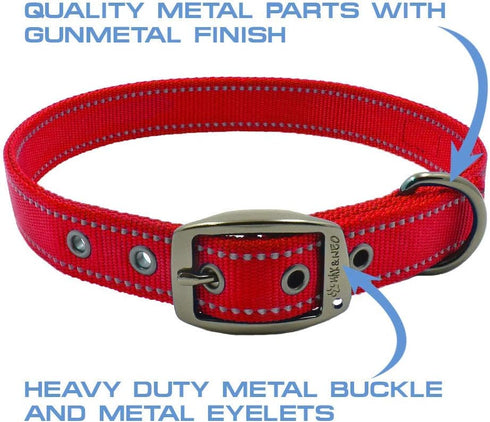 Max and Neo MAX Reflective Metal Buckle Dog Collar, Large, Red, We Donate a Collar