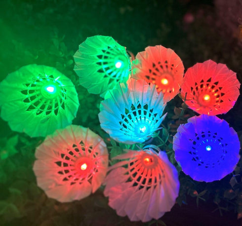 LED Badminton, 10 Pack Colourful Shuttlecock, Dark Night Goose Feather Glow Birdies for Sports Activities