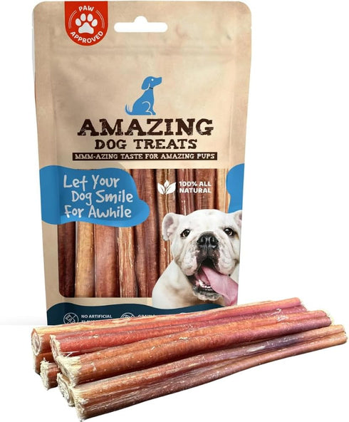 Amazing Dog Treats - Bully Sticks for Small Dogs (6 Inch Junior, 25 Count) - Premium Thin Chews for Puppies