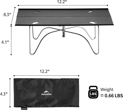 Set Backpacking 12.2" 8.3" Naturehike Ultralight Folding Camping Table, up in Seconds, Aluminum Beach Compact Table