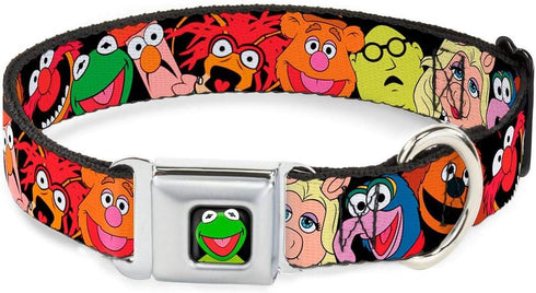 Buckle-Down Seatbelt Buckle Dog Collar - Muppets Faces Black, 1" Wide, Fits 11-17" Neck, Medium
