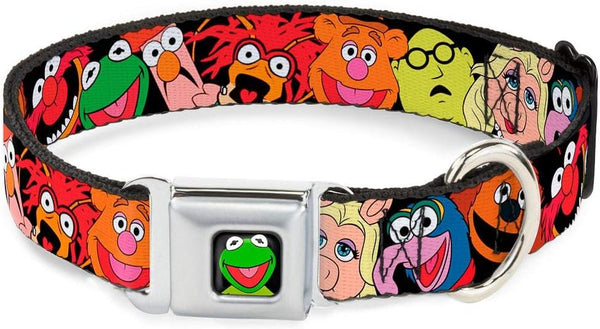 Buckle-Down Seatbelt Buckle Dog Collar - Muppets Faces Black, 1" Wide, Fits 11-17" Neck, Medium