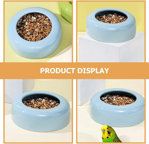 TEHAUX 1PC Ceramic Pet Bowl - Flat Water Bowl Feeder for Dogs Cats Exotic Shorthair (Sky-Blue)