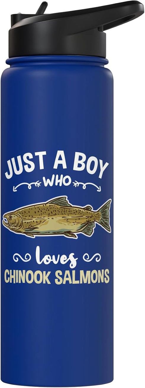 Just A Boy Who Loves Chinook Salmons Chinook Salmon Enthusiast Stainless Steel Insulated Water Bottle