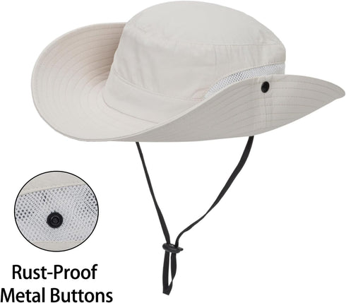 Women's Packable Summer Sun Hat, Wide Brim Outdoor UV Protection Bucket Hat with Ponytail Hole