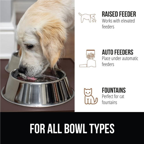 Gorilla Grip 100% Waterproof Raised Edge Silicone Pet Feeding Mat, Dog Cat Food Mat, 16x10, Brown