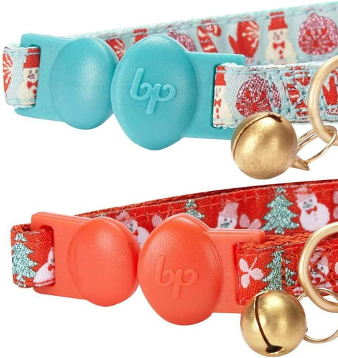 Blueberry Pet Adjustable Breakaway Cat Collar with Bow Tie & Bell, The Power of Lavish Holiday Perfect Snowman, Pack of