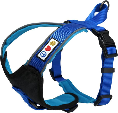 Pawtitas Padded Dog Harness, Reflective Dog Vest for Comfort Control, XS Extra Small Blue Dog Harness
