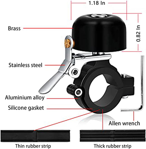 Greallthy Classic Brass Bike Bell, Loud Sound Bicycle Bell for Adults and Kids, Fits 0.87-1.25in Handlebars