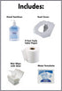 Single Use Portable Travel Bathroom Pack with Seat Cover, 2 ply Toilet Paper, Wet Wipes & Hand Sanitizer - 10 units