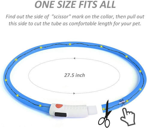 BSEEN Light Up Dog Collars, Cuttable Silicone LED Collar for Small Medium Large Dogs in Blue