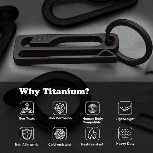 Titanium Carabiner Keychain Clip - Minimalist Keychain Key Clip, EDC Quick Release Hooks