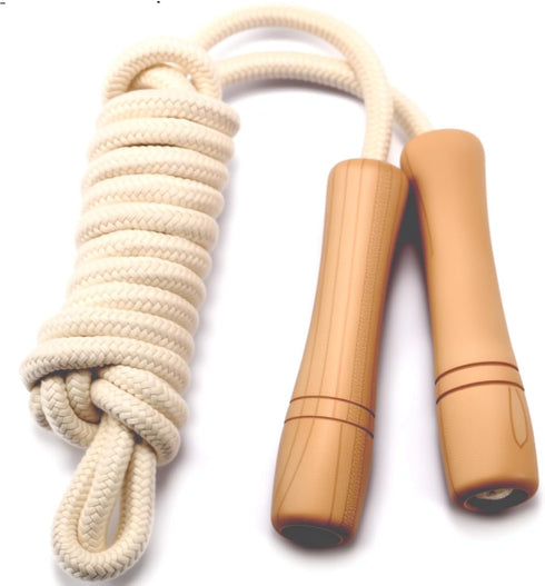 Jump Rope for Kids - Adjustable Cotton Braided Skipping Rope with Wooden Handle for Toddler Fitness Workout