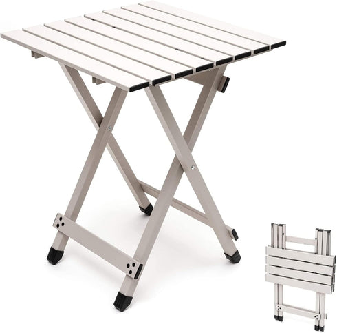 SUNNYFEEL Folding Camping Table, Lightweight Aluminum Portable Picnic Table 18.5x18.5x24.5 Inch for Outdoor Cooking
