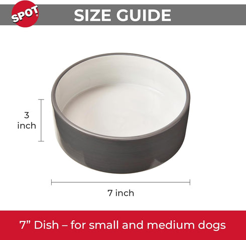 SPOT by Ethical Products Heavy Ceramic Dog Bowl, 7" Durable High Gloss Pet Dish, Dishwasher Safe