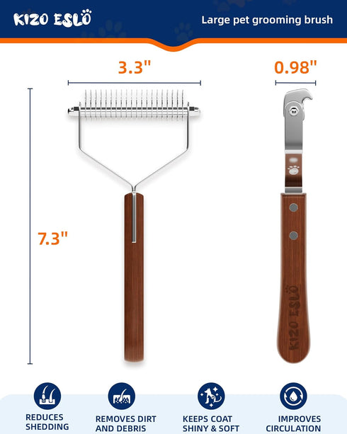 Dog Brush for Shedding, 20 Blade Dematting Tool, Undercoat Rake for Large Medium Small Dogs and Cats