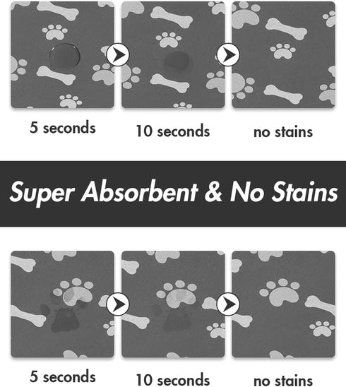 Absorbent Pet Feeding Mat for Dogs - Quick Dry Food and Water Mat, No Stains Dog Placemat for Messy Drinkers 12"X19"